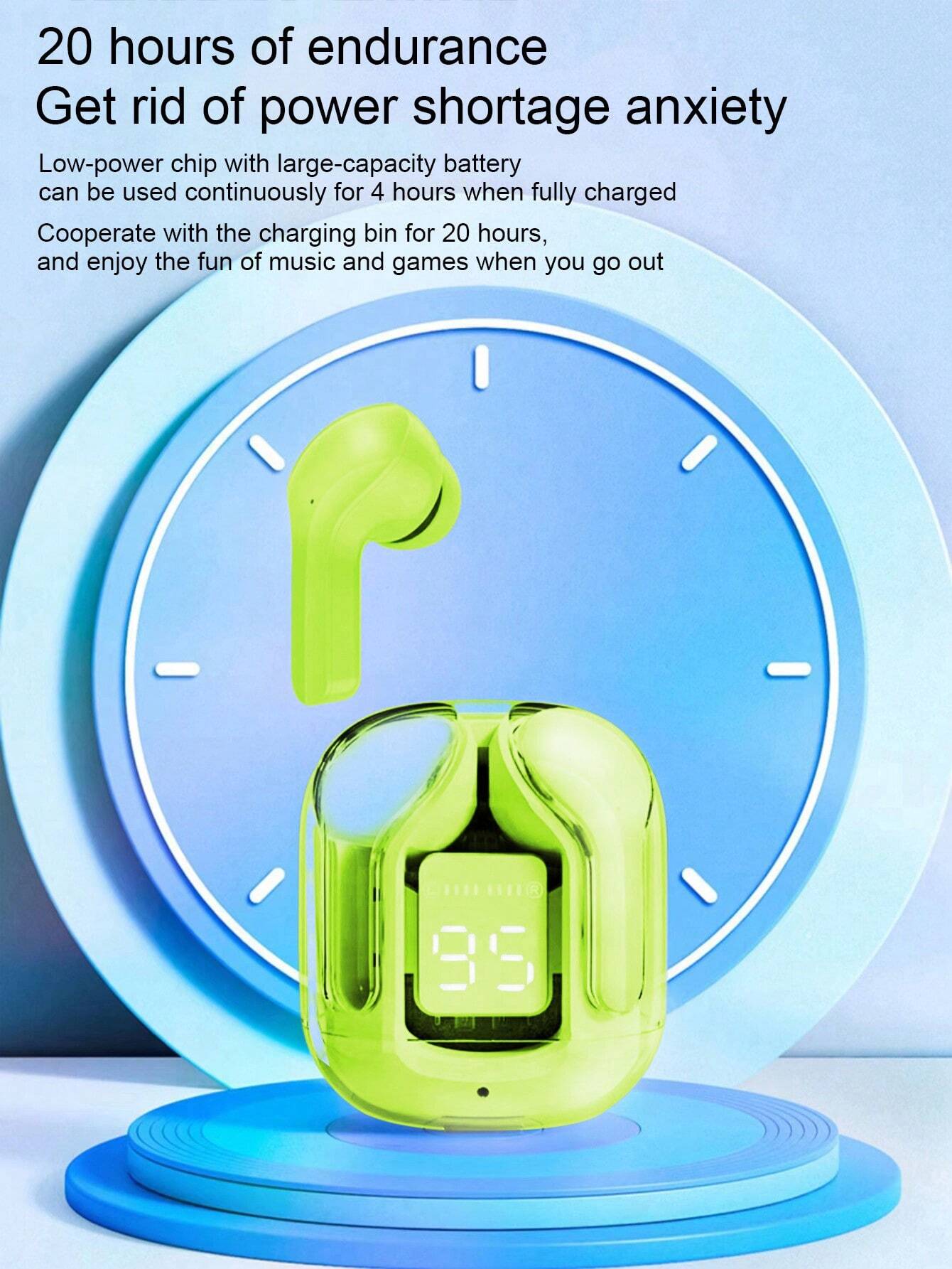 Person wearing Air 31 TWS Transparent Earbuds during a workout.