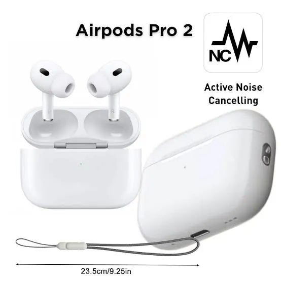 Close-up of AirPods Pro 2 Titanium ANC showing clear sound and sleek design.