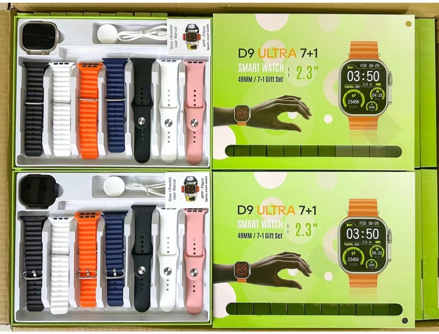 D9 Ultra Smart Watch 7+1 with message notifications and heart rate tracking.