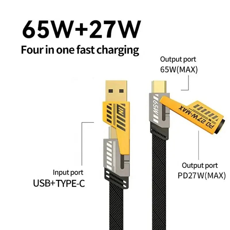 4-in-1 USB Charging Cable with multiple connectors