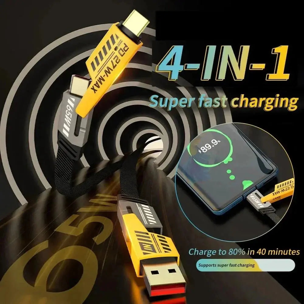 Compact multi-device charging cable for smartphones and tablets
