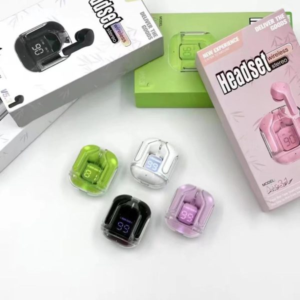 Air 31 TWS Transparent Earbuds with modern, stylish packaging and accessories.