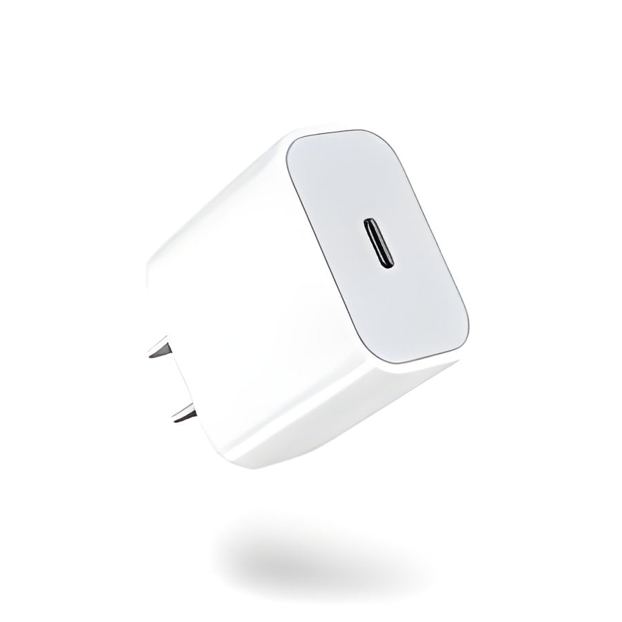 Apple 20W USB-C Adapter for fast charging of iPhone and Android devices.