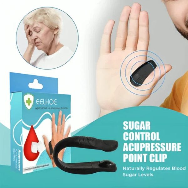 Person wearing the Sugar Control Acupressure Point Clip for diabetes management.
