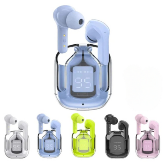 Air 31 Transparent TWS Earbuds in the charging case, highlighting the stylish look.
